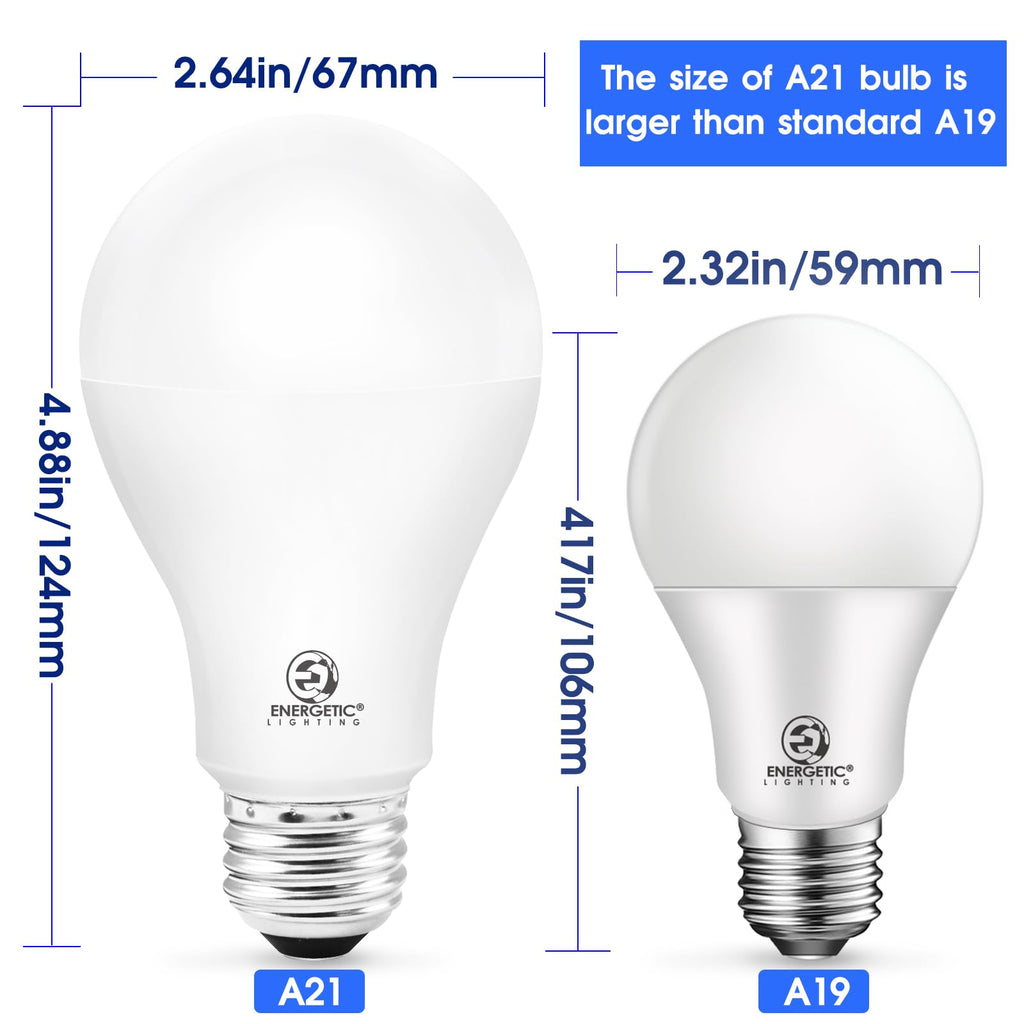 E ENERGETIC LIGHTING 150 Watt LED Bulb, 2600LM Super Bright Light Bulbs, Daylight 5000K, Dimmable A21 LED Bulb, E26 Standard Base, UL Listed, Damp Rated, 2 Pack
