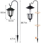 Dynaming 6 Pack Solar Flame Hanging Lights Outdoor, Halloween Solar Flickering Flame LED Garden Lanterns with 6 x 38 Inch Shepherd Hooks, Christmas Lighting for Lawn Patio Yard Pathway Driveway