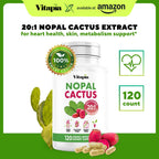 Vitapia Nopal Cactus Extract for Antioxidant, Skin, Metabolism, Wellness, Heart Health Support - 120 Veggie Capsules - Non GMO, Gluten Free Supplement