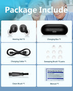 Hearing Aids Reachrgeable-Hearing Aids For Senior,Digital Hearing Amplifier Sound Amplifier for Ears Hearing Aid Earbuds Devices for Adult, Black