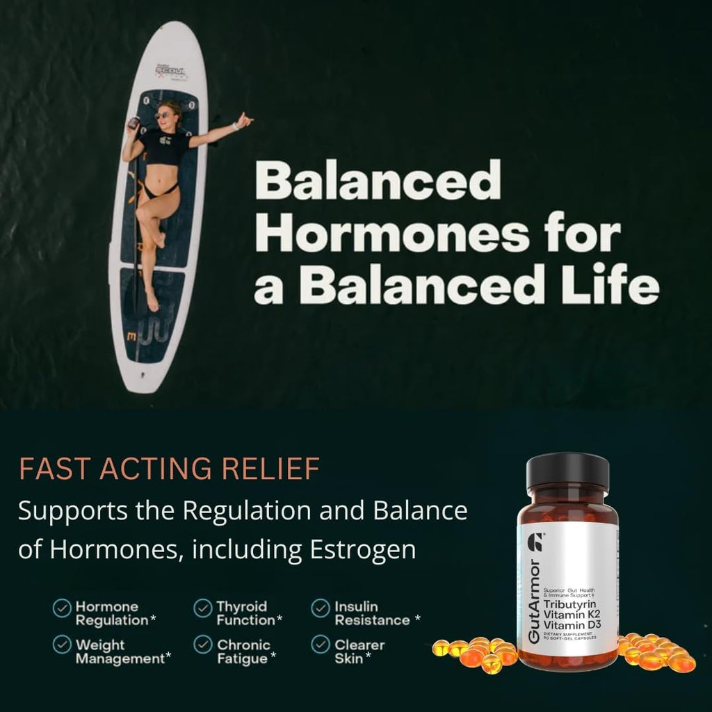 GutArmor Tributyrin Vitamin Complex, 180 Softgels, 350mg Butyrate with D3 3000IU & K2 120mcg, Gut Health Support
