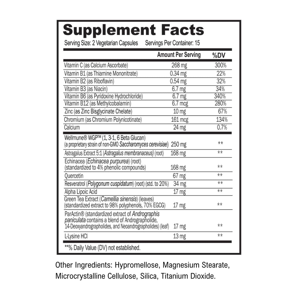 ScimeraMD® Scimune Immune Support Supplement with Zinc, Quercetin, Vitamin C, Echinacea & Wellmune® Beta Glucan, 30 Capsules