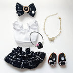 6 Set 17cm Doll Clothes, Clothes for Dolls Outfit, Accessories for 17cm Dolls Clothes T-Shirt + Dress + Bow + Handbag + Necklace + Shoes, No Doll (Elegant Set)