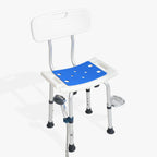 AQUADREA Shower Chair for Inside Shower With Soap box - Height Adjustable Shower Chair for Elderly and Disabled with Removeable Back & Enhanced Non-Slip Feet - Lightweight Aluminum Construction - Blue