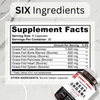 Ancient Origins Grass Fed Beef Organs Supplement 4500 mg - Desiccated Liver, Bone Marrow, Heart, Spleen, Pancreas & Kidney, Non-GMO, Gluten Free, Undefatted (180 Capsules, 750mg Each)