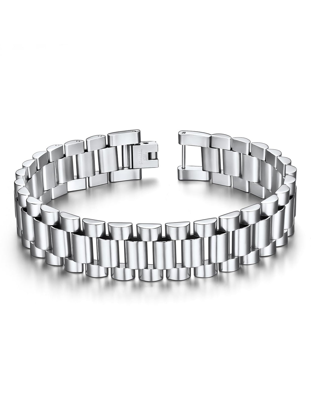 ChainsHouse Men Stainless Steel Bracelet Silver Adjustable Custom Engraved