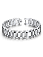 ChainsHouse Men Stainless Steel Bracelet Silver Adjustable Custom Engraved