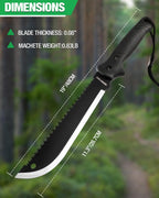 Mossy Oak Machete with Saw, 19-Inch Heavy Duty Machete with Sheath