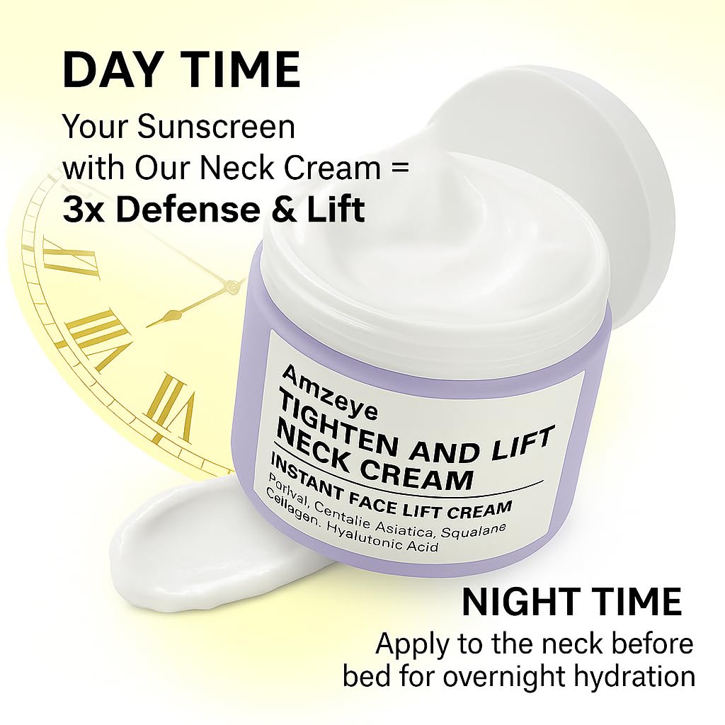 AMZEYE Tighten and Lift Neck Cream, Instant Face Lift Cream, 1.7 fl oz, Firming Fine lines, Loose & Sagging On Face, Decollete & Other Skin Areas