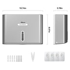 PLUSSEN Commercial Paper Towel Dispenser Wall Mount, Lockable Multifold C-Fold Trifold Hand Towel Holder, No-Drill Adhesive ABS for Bathroom Restaurant Office, Silver