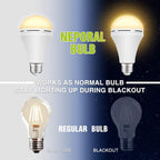 Emergency-Rechargeable-Light-Bulb, Stay Lights Up When Power Failure, 1200mAh15W 80W Equivalent LED Light Bulbs for Home, Camping, Tent (Soft Warm)