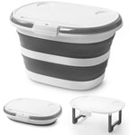 Zonopy Collapsible Bucket, Upgraded 16L (4.2 Gallon) Collapsible Mop Bucket with Multi-Functional Lid, Foldable Portable Camping Beach Sand Water Pot Pail Space Saving Square, Car Washing Bucket