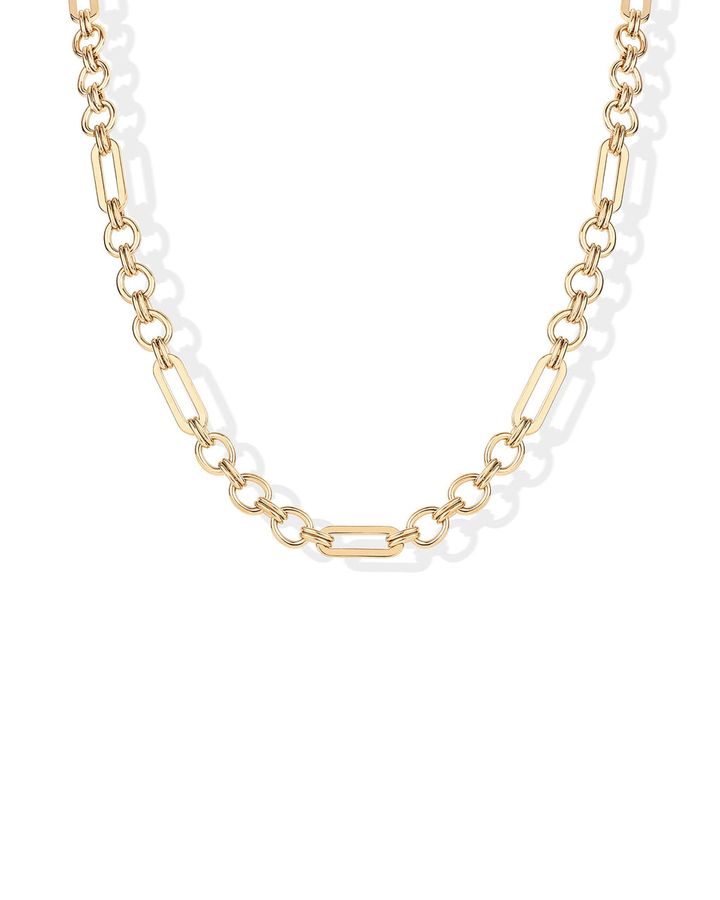 PAVOI Paperclip Chain Necklace, 14K Gold Plated, Yellow Gold, 16" + 2", Y