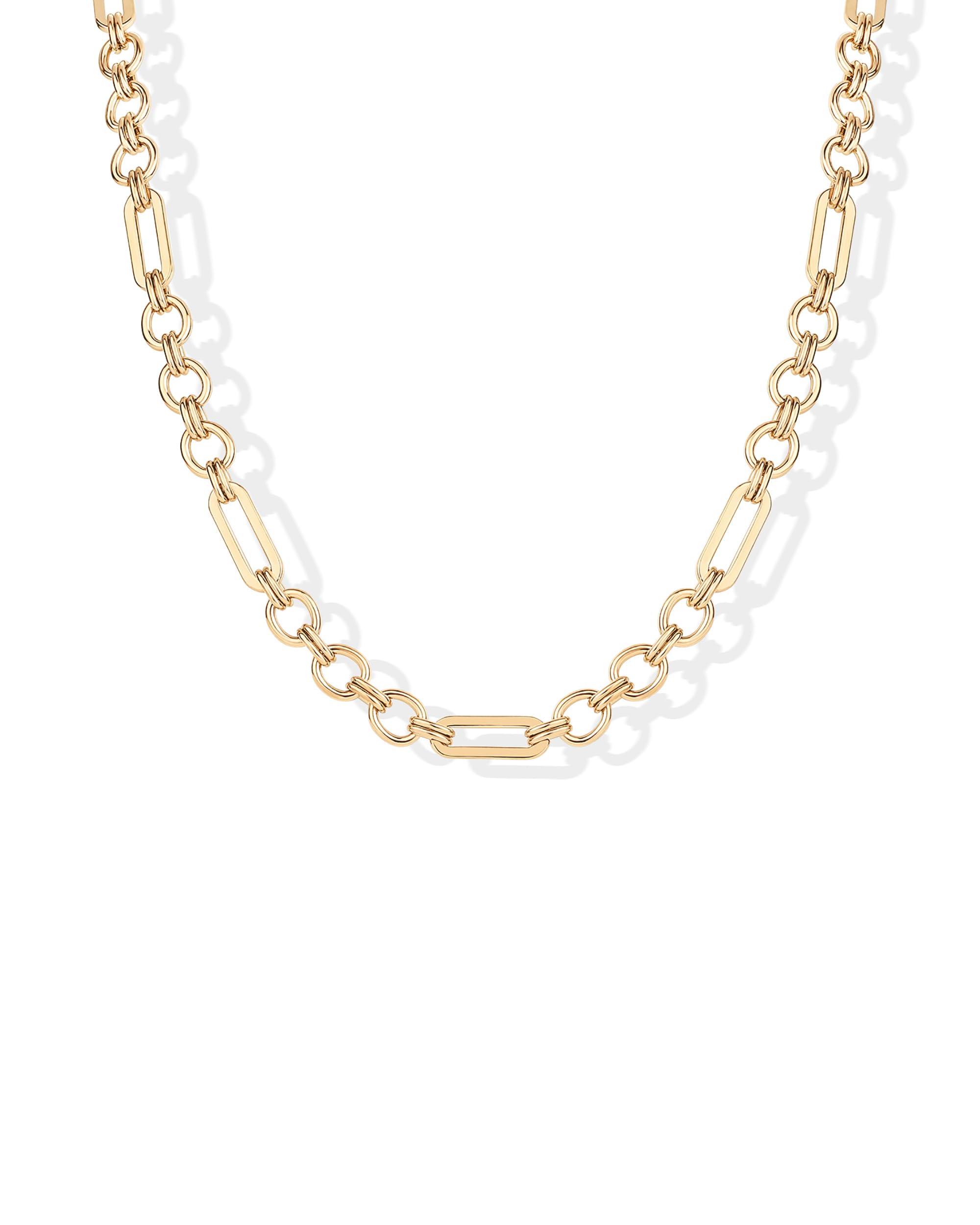 PAVOI Paperclip Chain Necklace, 14K Gold Plated, Yellow Gold, 16" + 2", Y