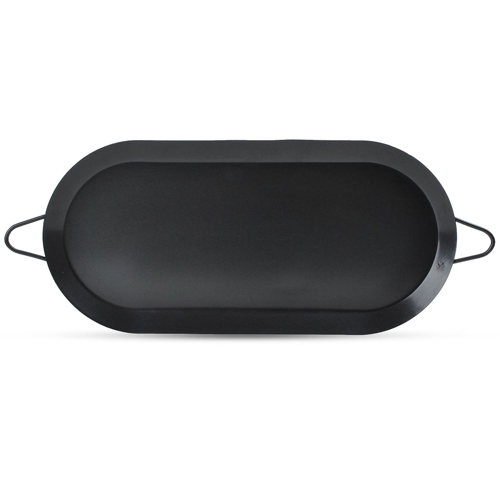 Alpine Cuisine Nonstick Oval Comal Griddle 17.5x8-Inch - Black Carbon Steel Tortilla Comal with Double Handle - Durable, Heavy Duty Comal for Cooking - Even-Heating