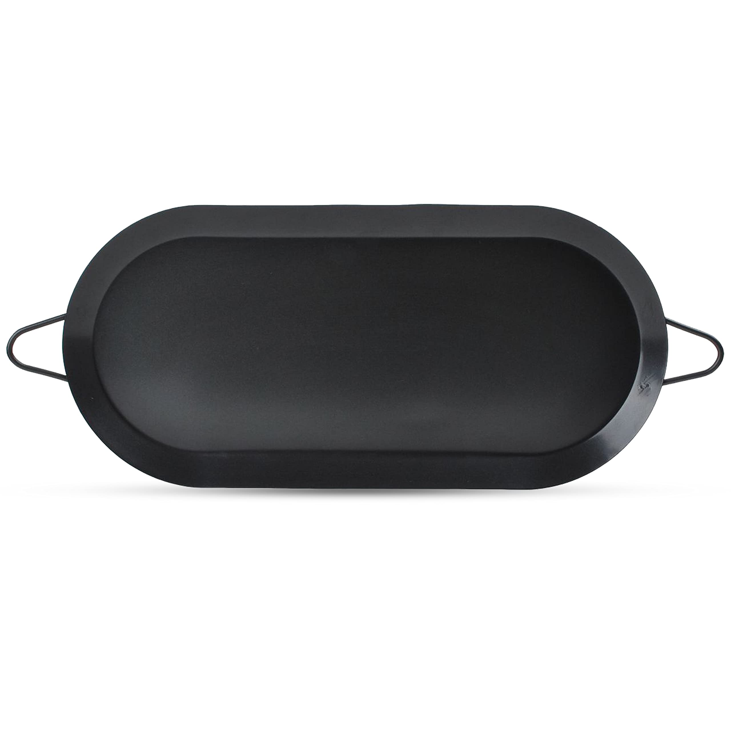 Alpine Cuisine Nonstick Oval Comal Griddle 17.5x8-Inch - Black Carbon Steel Tortilla Comal with Double Handle - Durable, Heavy Duty Comal for Cooking - Even-Heating
