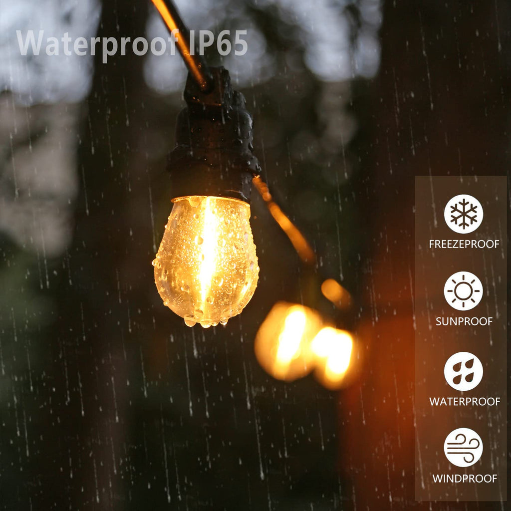 S14 Replacement LED Light Bulbs, Shatterproof & Waterproof 1W S14 LED Bulbs, E26 Base Patio Edison LED Light Bulbs for Outdoor String Lights , Warm White 2200K Plastic 70LM Non-Dimmable 48 Pack