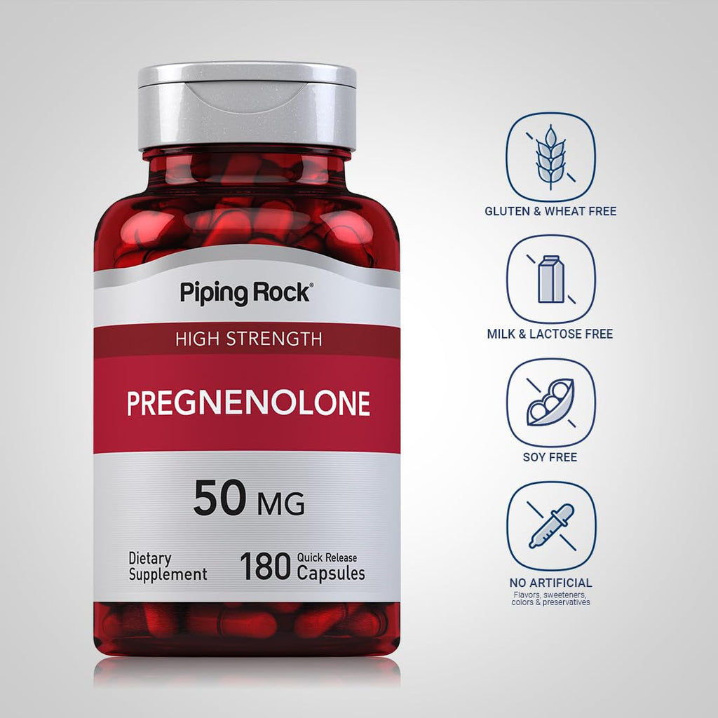 Piping Rock Pregnenolone 50 mg | 180 Capsules | Hormone Support Supplement