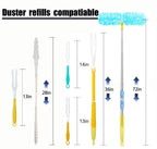 50 Count Duster Refills ，360° Heavy Duty Duster Refills Compatible with Swiffer Duster, Multisurface Heavy Duty Duster Replacements with 1 Short Handle and 1 Extenda Handle