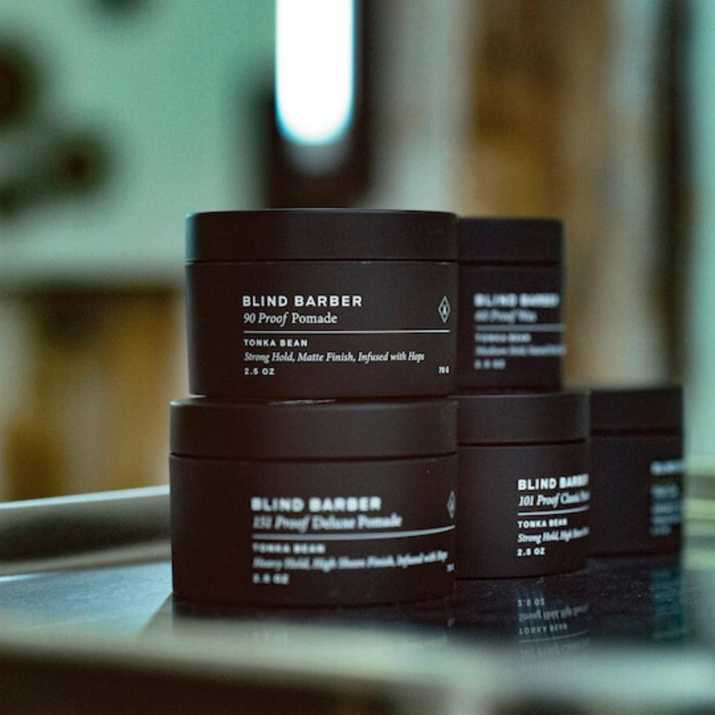 Blind Barber 90 Proof Hair Pomade for Men - Strong Hold, Natural Finish - Water-Based, Matte Pomade for Men with Hops & Tonka Bean - Free of Greasy Oils, Easy to Use - (2.5 Oz)