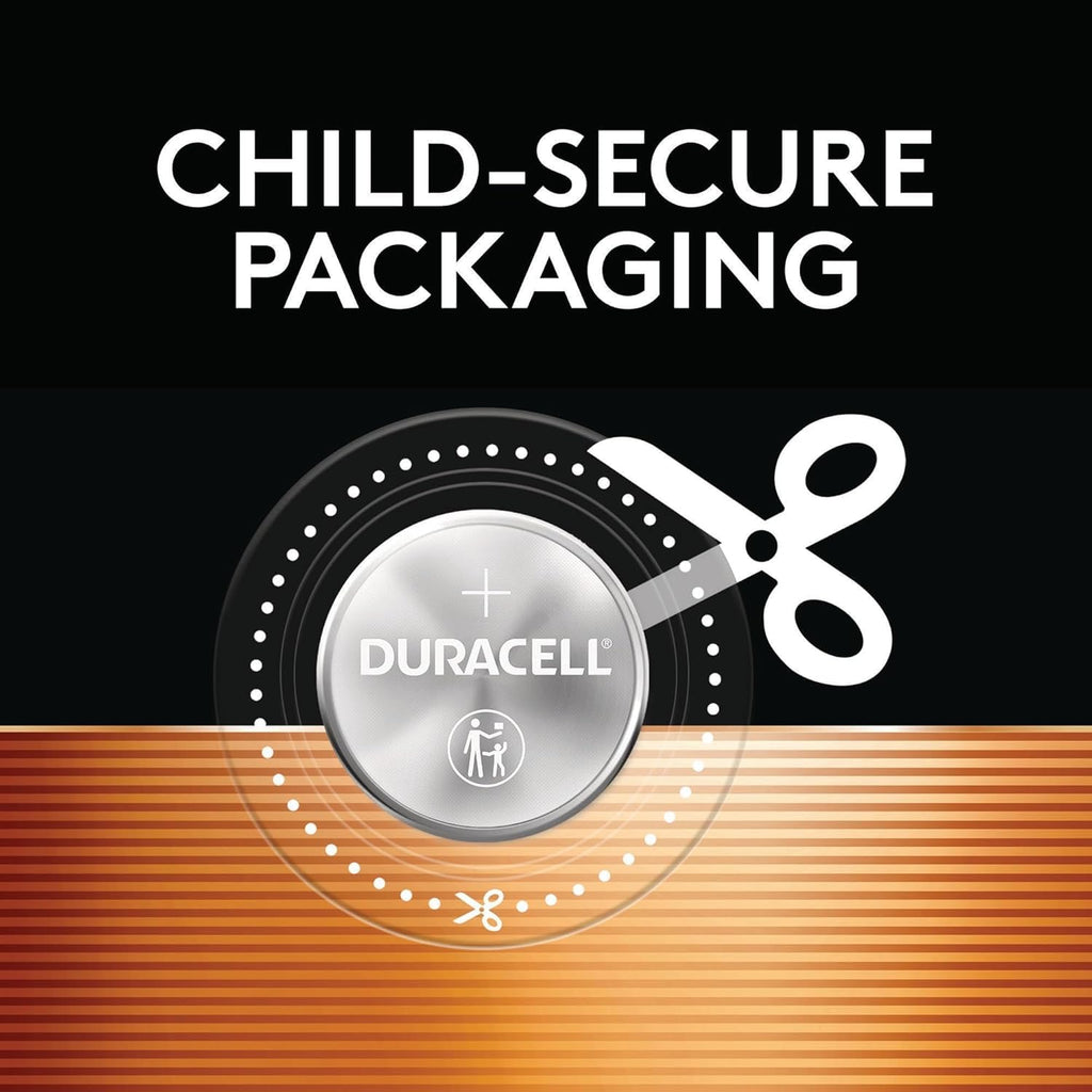 DURACELL 2032 Lithium Battery, Compatible with AirTag, Child Safety Features, Key Fob, CR2032 3V Cell