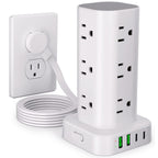 6FT Power Strip Tower Surge Protector, 12 Wide Spaced Outlets, 4 USB