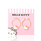 Hello Kitty Hoop Earrings for Women Official License, Gold Tone