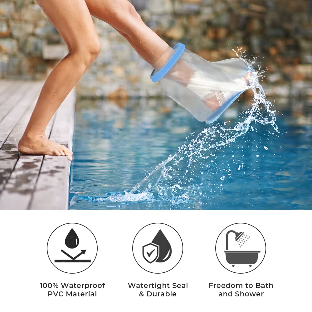 Sumifun Waterproof Foot Cast Covers for Shower Adult with Non-slip Padding Bottom, Watertight Ankle Cast Protector Keep Wounds Dry