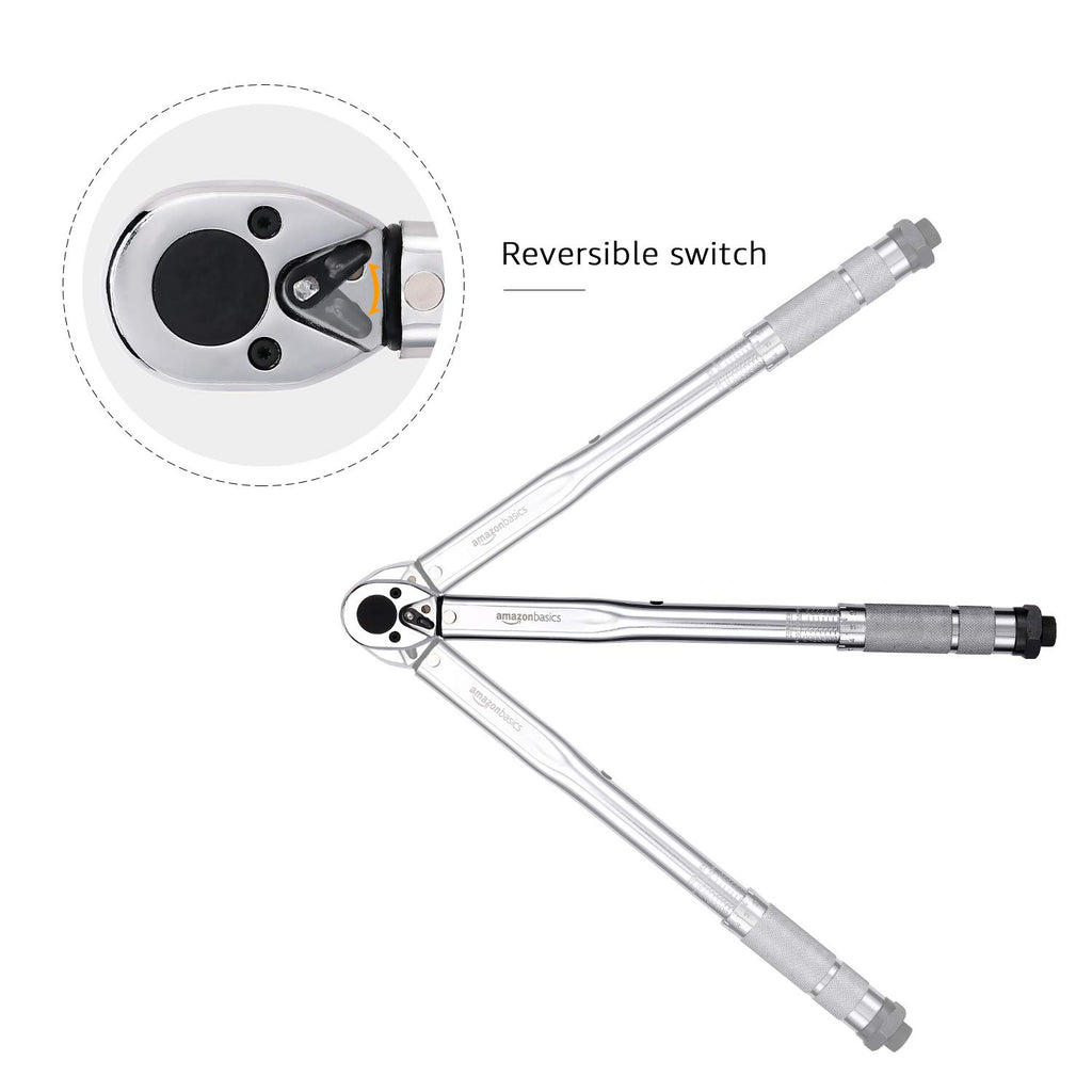 Amazon Basics 3/8-inch Drive Click Torque Wrench Ratchet, 15-80 ft.-lb, 20.4-108.5 Nm
