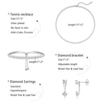 Luxval Tennis Necklace Set for Women Tennis Bracelets Diamond Earrings Sterling Silver Necklace Wedding Jewelry for Bride Silver Jewelry Sets for Women Gift