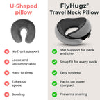 FlyHugz® Neck Travel Pillow Memory Foam Neck Pillow, Gray