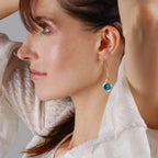 Teal Earrings for Women - Gold Tone Faux Druzy Boho Dangle Drop
