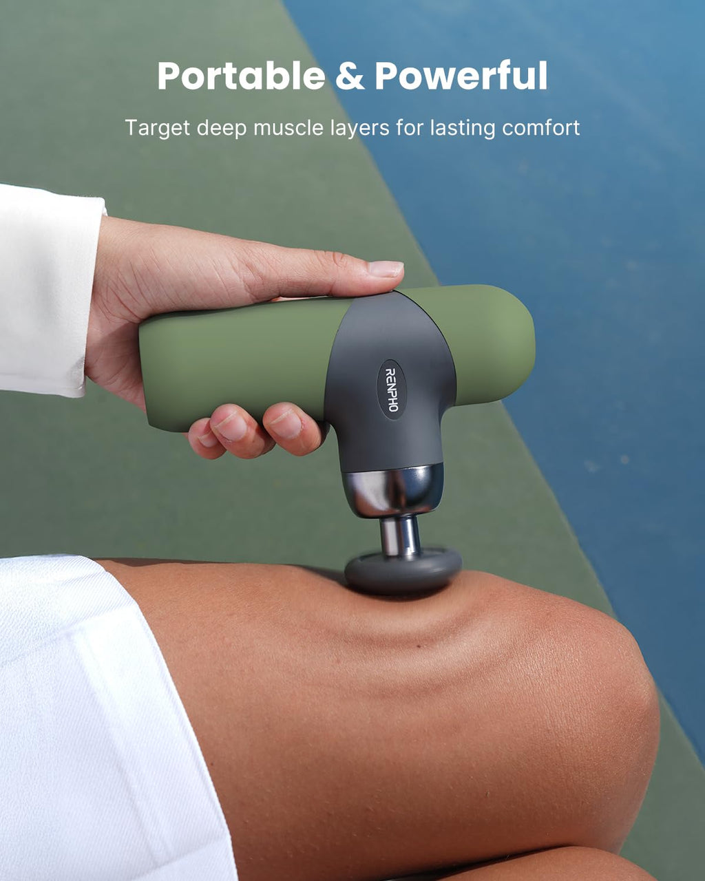RENPHO Mini Thermal Massage Gun with Heat, Portable Deep Tissue Percussion Massager with 4 Heads for Neck & Back Comfort, Ultra-Quiet for Home, Office & Travel, Carry Case, Gifts for Men Women