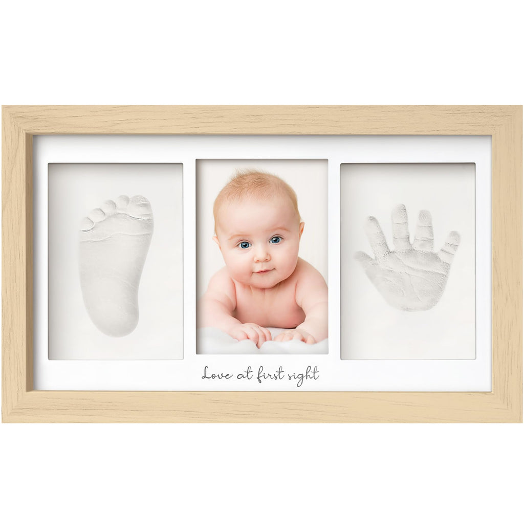KeaBabies Baby Hand and Footprint Kit, Clay Keepsake Frame (Ash Wood)
