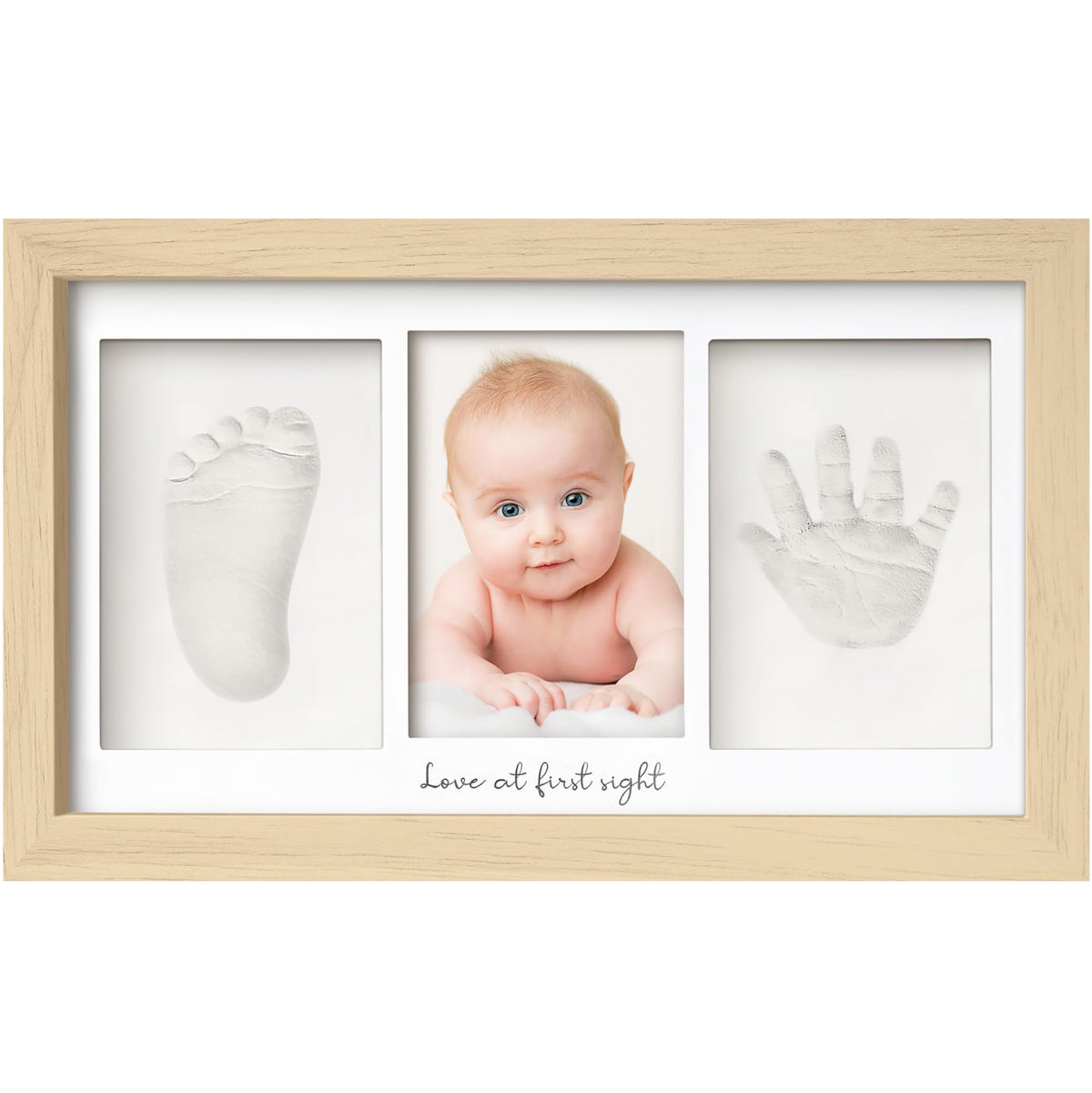 KeaBabies Baby Hand and Footprint Kit, Clay Keepsake Frame (Ash Wood)