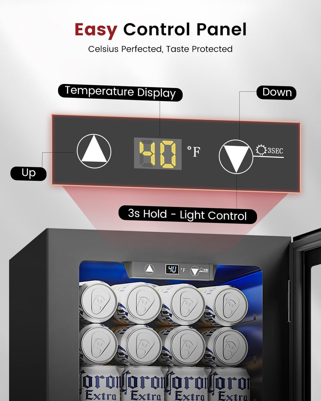 Feelfunn 24 Can Beverage Refrigerator, Mini Fridge, Black