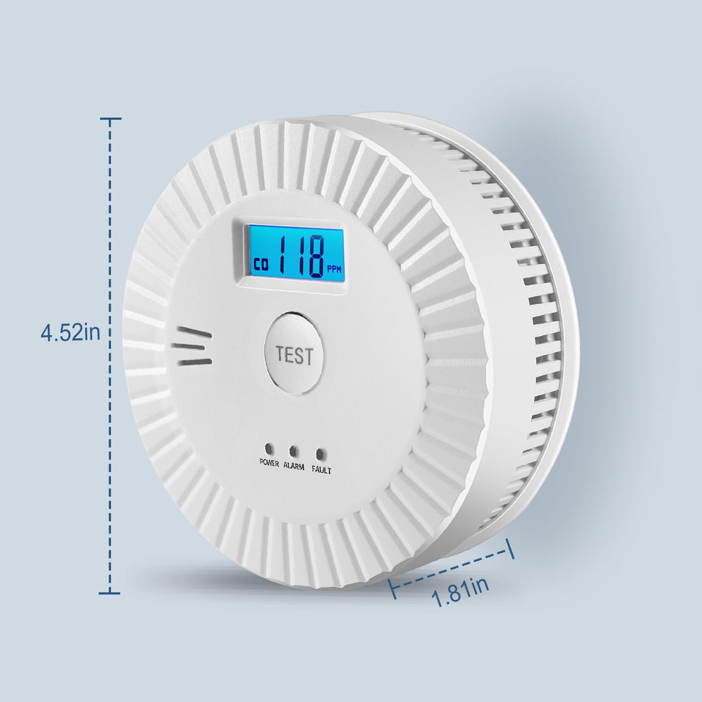 5 Pack Smoke Detector Carbon Monoxide Detector Combo Battery Powered,Carbon Monoxide Detector Smoke Alarm with Test Button,Smoke and Carbon Monoxide Detector with Digital Display