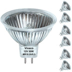 Vinaco MR16 Halogen Bulb 50W 12V, 6p Pack MR16 Bulb Dimmable, Long Lasting MR 16 GU5.3 50Watt Bulb, 2800K Warm White with GU5.3 Base, Halogen 12V 50w for Landscape, Track Lights, and Fiber Optics