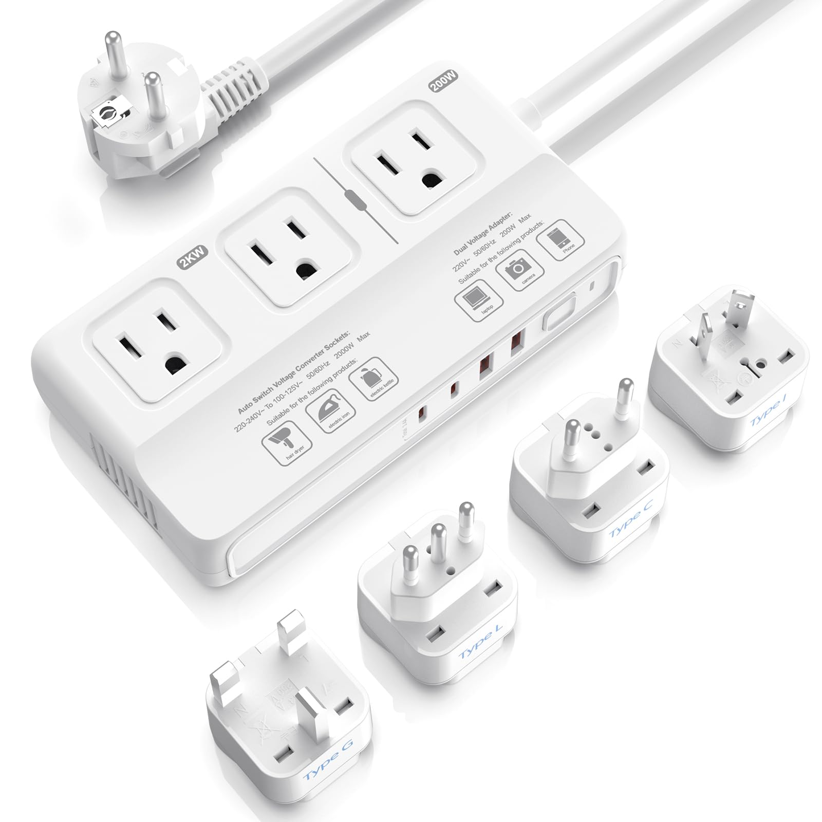 ANTPO Travel Voltage Converter, 220V to 110V