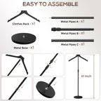 2 Pack Mannequin Torso, 30 to 41 Inch Height Adjustable Shirt Display Stand for Vendors Shop Graduation Party, Stable Ease Assembly Dress Form Clothes Garment Rack, Jacket Coat Hanger Stand, Black