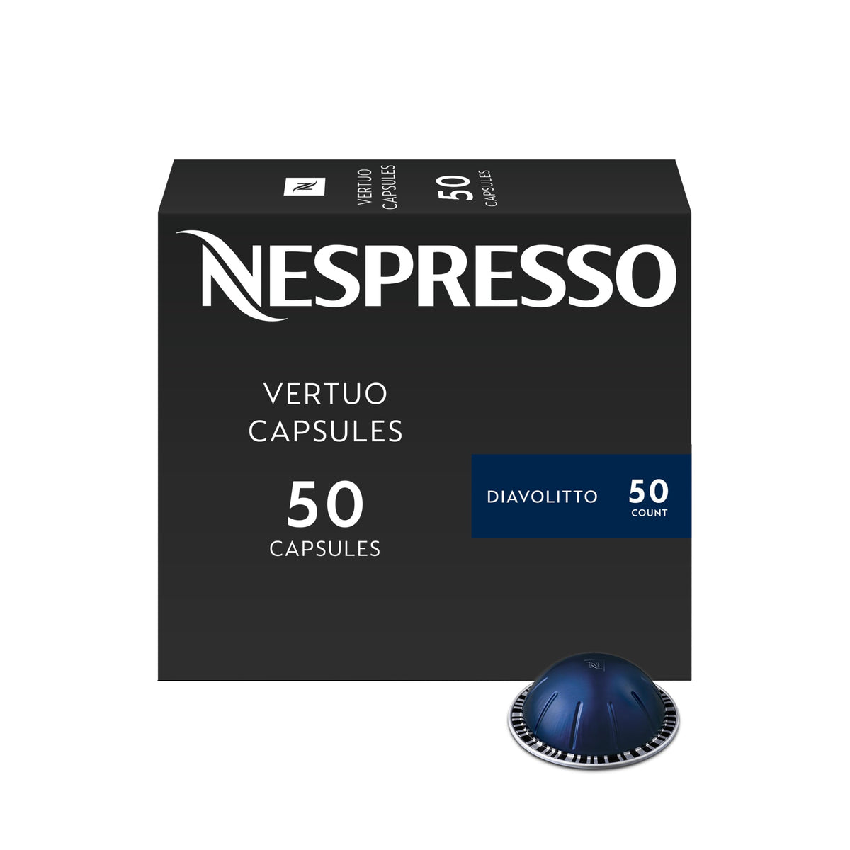 Nespresso Vertuo, Diavolitto, Dark Roast, 50-Count Coffee Pods