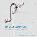 OFFO Shower Head Extension Arm 10 in, Brushed Nickel S Shaped Shower Arm with Flange High Rise Goose Neck Shower Arm Extension