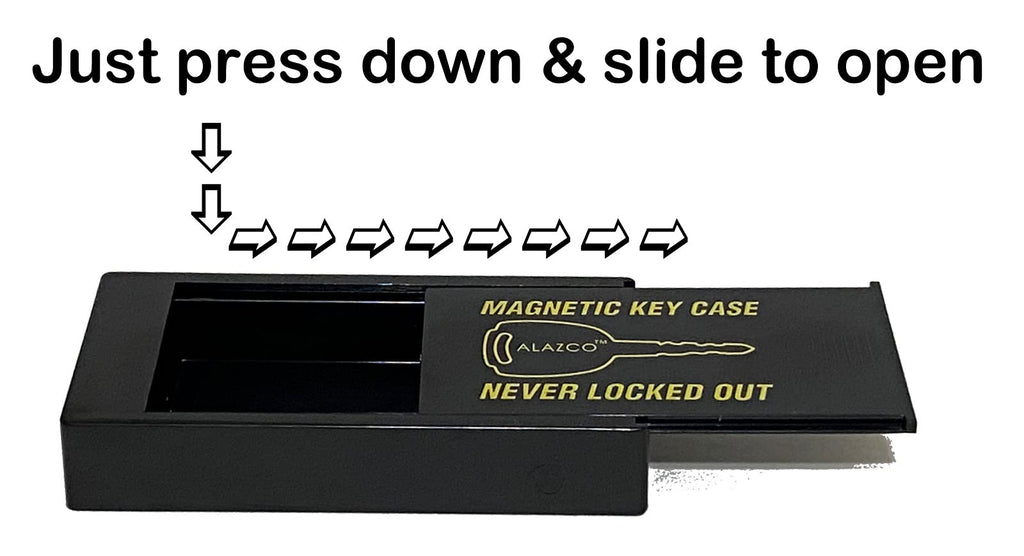 2 Hide A Key Magnetic Under Car Spare Key Holder So You Never Locked Out of Home Shed RV Boat Truck Office Storage Large ABS Case Key Hider Small Valubles Premium Magnet By ALAZCO