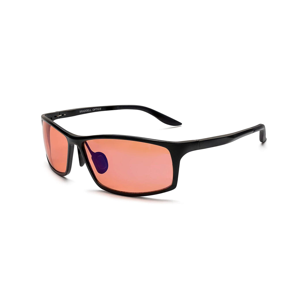 BRADDELL FL-41 Rose Tinted Blue Light Glasses for Migraine Light Sensitivity, Eyestrain and Fluorescent LED Glare (Aluminum)