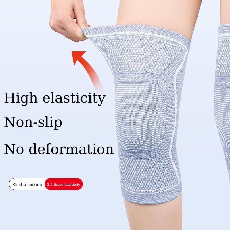 Compression Knee Sleeve for Men Women - Bamboo Charcoal Knee Brace for Sport Running (Gray, Medium)