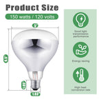 VIHOSE 4 Pack 150 Watt Heat Lamp 120v R40 Heat Lamp Bulbs Glass Incandescent Light Bulbs Incandescent Heating Lightbulbs for Reptiles Chicks Food Puppies Bathroom, Use E26 Base (Silver)