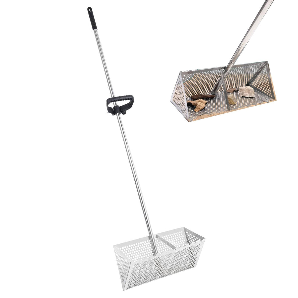 Sand Flea Rake, The Shark Tooth Screen Comes with A 16-Inch-Wide Drain Screen with A 51-Inch Handle, Detachable Sand Flea Rake, Shark Tooth Screen (Water Bucket not Included)