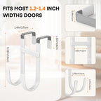 FYY Over the Door Hooks, Double-Hanger 2 Pack, Fits Doors 1 3/8" White
