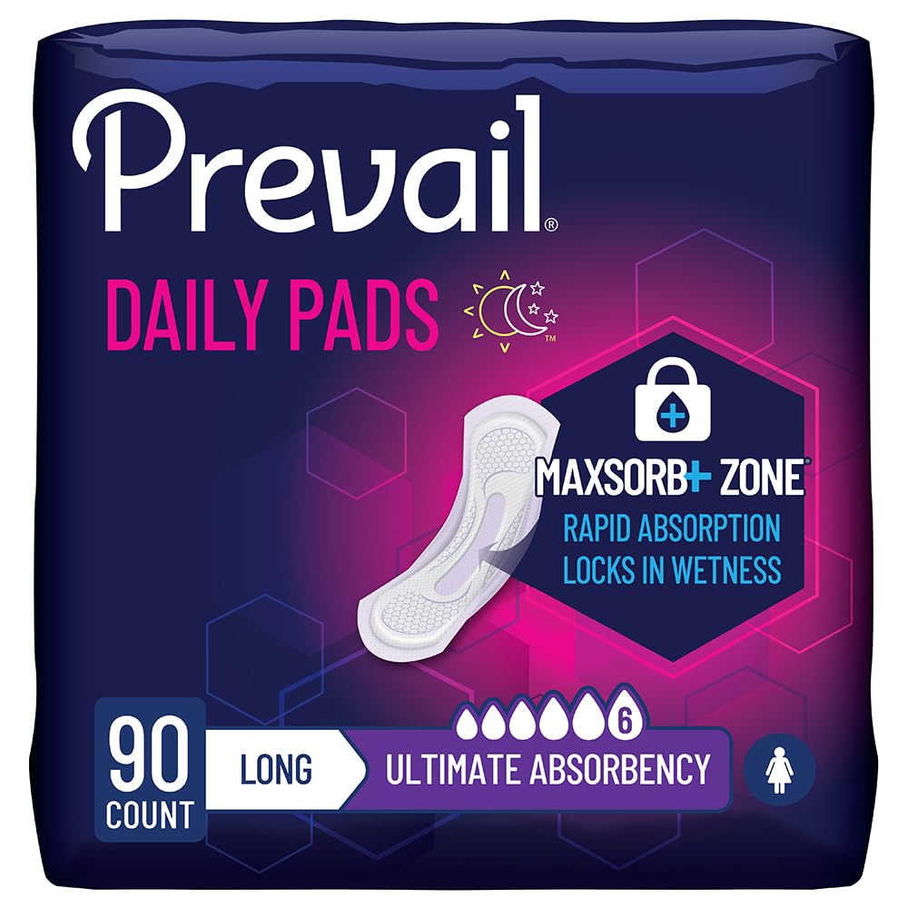 Prevail Bladder Control Pads for Women with MaxSorb+ Zone, 90 Count