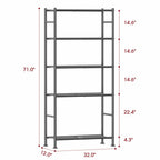 Sakugi Storage Shelves - 5 Tier Shelf Organizer, Sturdy Metal Garage Shelving with Adjustable Leveling Feet, Space-Saving Shelves Organizer for Pantry, Laundry, Kitchen (32" x 12" x 71", Black)